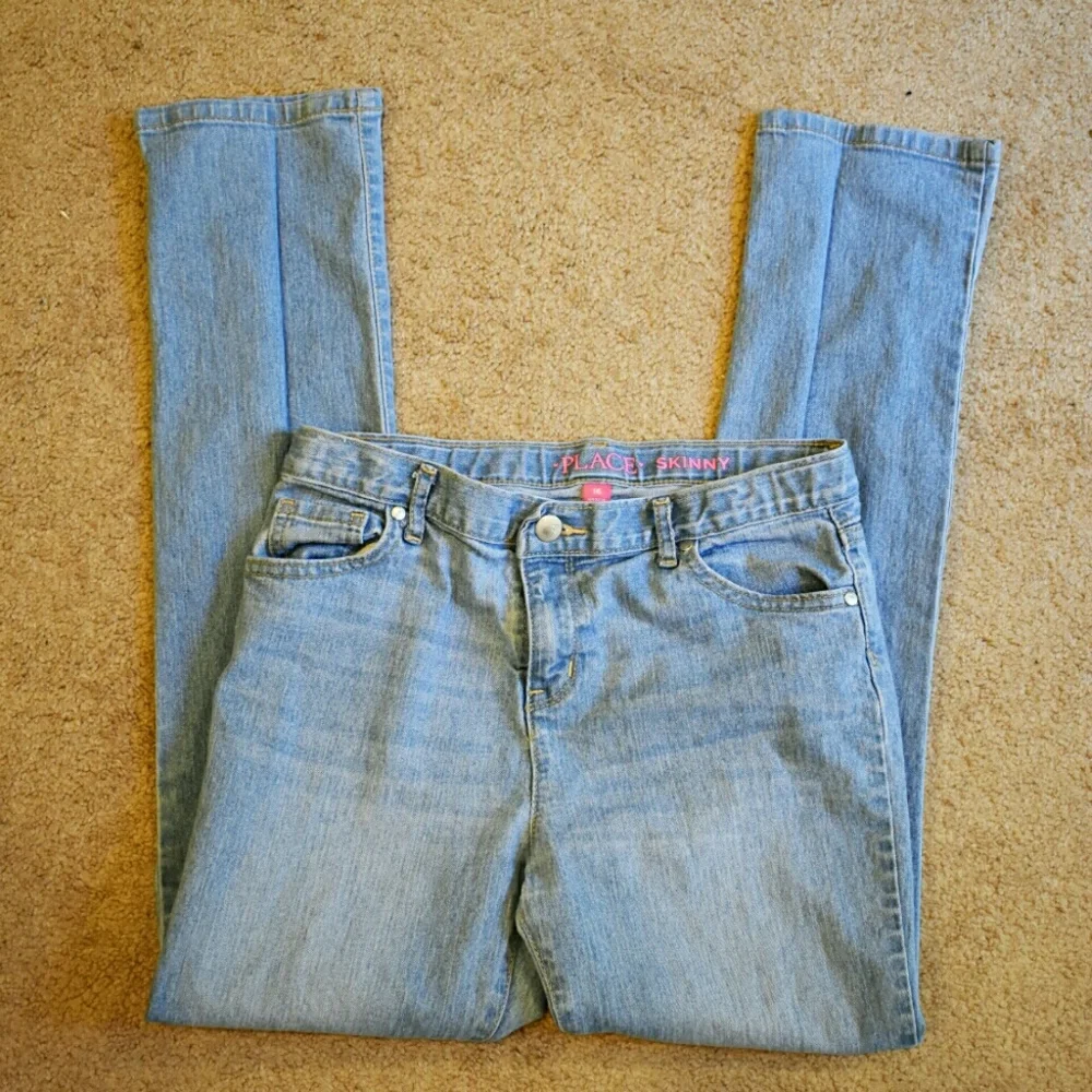 Children's Place Girl's Adjustable Waistband Blue Light Wash Denim Skinny Jeans